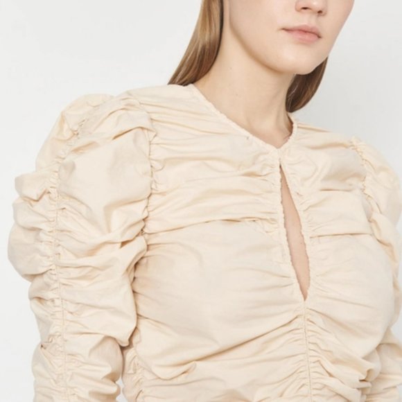 ZARA Cotton Poplin Ruched Blouse, Summer Blouse For Women, Excellent Condition - Picture 1 of 10